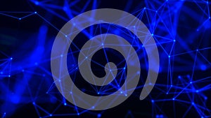 Abstract digital connection moving dots and lines. Technology background. Network connection structure. Colored