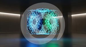 Abstract Digital Cube with Data Visualization