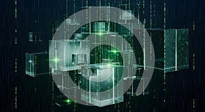Abstract Digital Cubes Binary Code Stream - Futuristic Technology Data