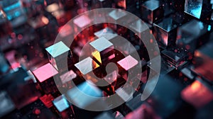 Abstract digital cubes visualizing technology and data network
