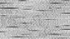 Abstract digital 3D background. Information code flow data analysis concept. Modern grid mesh scape particle connected