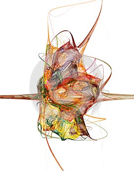 Abstract digital 3d mix of multicolored paint, liquid substance or stretchy viscous matter on white. photo
