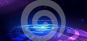 Abstract digital data binary code diagonal on blue background with light effect