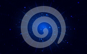 Abstract digital data binary code diagonal on blue background with light effect. Technology cyberspace concept