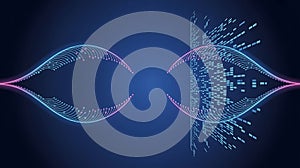 Abstract digital data flow with glowing lines and particles technology