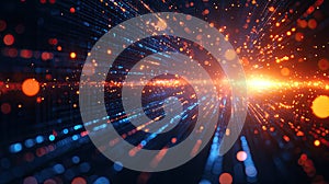 Abstract Digital Data Flow with Glowing Particles and Light Trails