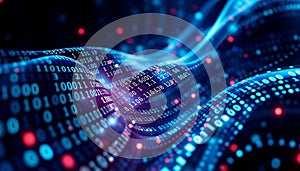 Abstract digital data flow, network connection, technology background, data stream, cyber, Stock Photo, Generative AI