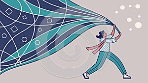 Abstract Digital Data Flow Waves, vector design Generative AI