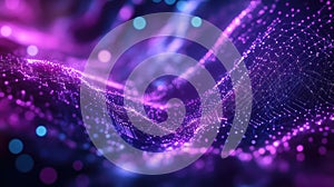 Abstract digital data flowing in a glowing network structure