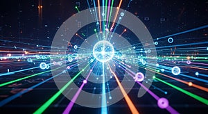 Abstract digital data network illustration with futuristic enhanced visual design