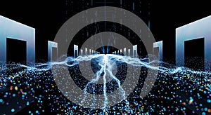 Abstract digital data pathway background design