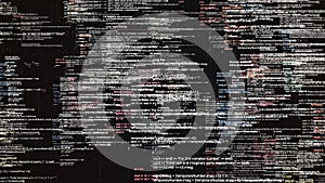 Abstract digital data processing on black background, seamless loop. Animation. Digitally generated global information