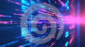 Abstract digital data processing with cyber security concept