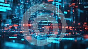 Abstract digital data processing with cyber security concept