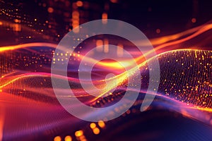 Abstract Digital Data Stream with Binary Code Flow