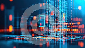 Abstract Digital Data Stream Binary Code Technology Background Futuristic Network Cyber Security