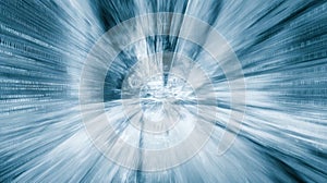 Abstract Digital Data Stream in Blue Tones with Binary Code and Motion Effect