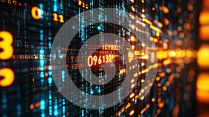 Abstract Digital Data Stream Flowing In Cyberspace