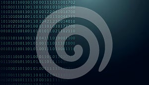 Abstract digital data stream with glowing binary code on a dark futuristic background