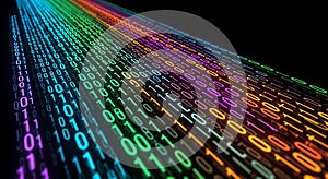 Abstract Digital Data Stream with Rainbow Colors