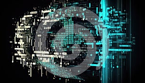 Abstract Digital Data Stream: A Visual Representation of Binary Code and Information Flow