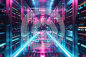 Abstract illuminated digital data transfer concept background