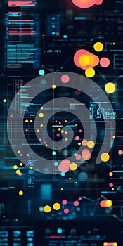 Abstract Digital Data Visualization with Colorful Circles and Lines