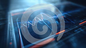 Abstract digital data visualization with flowing lines and glowing elements