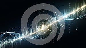 Abstract Digital Data Visualization with Glowing Lines and Bar Graphs technology