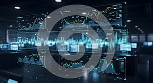 Abstract digital data visualization with glowing lines and graph