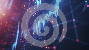 Abstract Digital Data Visualization with Glowing Lines and Nodes in Blue and Red