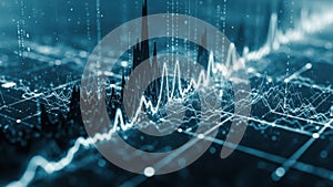 Abstract digital data visualization with glowing lines and nodes representing financial growth