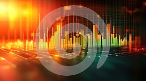 Abstract Digital Data Visualization Orange Green Yellow Technology Background Art Bars Chart Graph