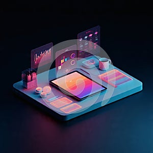 Abstract digital data visualization on platform interface display