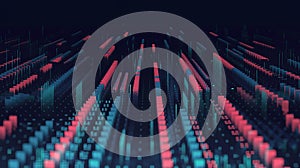 Abstract Digital Data Visualization with Red and Teal Bars technology