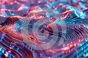 Abstract digital data visualizations artificial intelligence. Futuristic technology innovation.