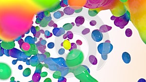 Abstract digital decorative background with multicolored liquid paint