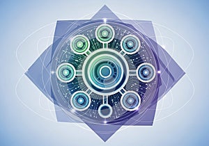 Abstract digital design featuring a symmetrical circular pattern with