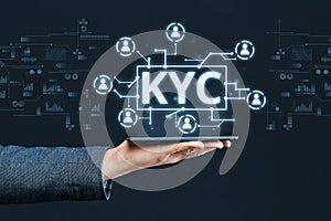 Abstract digital display with concept image KYC photo