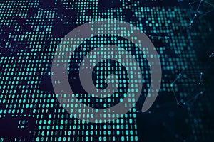 Abstract digital dots binary coding backdrop. Digital data concept.