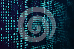 Abstract digital dots binary coding background. Digital data concept.