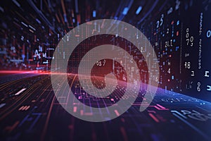 Unleashed AI Algorithms and the Concept of Blue Digital Cyberspace with Network Connections, Abstract Digital Ecosystem