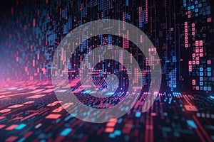 Unleashed AI Algorithms and the Concept of Blue Digital Cyberspace with Network Connections, Abstract Digital Ecosystem