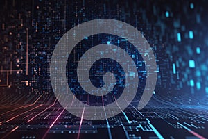 Unleashed AI Algorithms and the Concept of Blue Digital Cyberspace with Network Connections, Abstract Digital Ecosystem