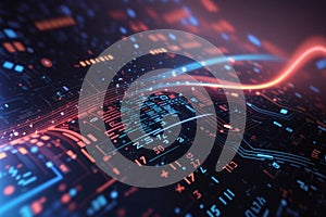 Unleashed AI Algorithms and the Concept of Blue Digital Cyberspace with Network Connections, Abstract Digital Ecosystem