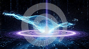 Abstract Digital Energy Vortex with Binary Code Background