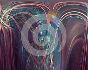 Abstract digital fractal, element soft color card render fantasy design wave, render, motion, , shiny