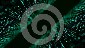 Abstract digital flow particles. Cyber network connection background. Big data visualization. Technology backdrop. 3d rendering
