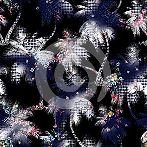 Abstract digital flower textured background