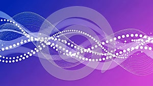 Abstract digital with flowing white dotted lines and translucent waves on a purple gradient